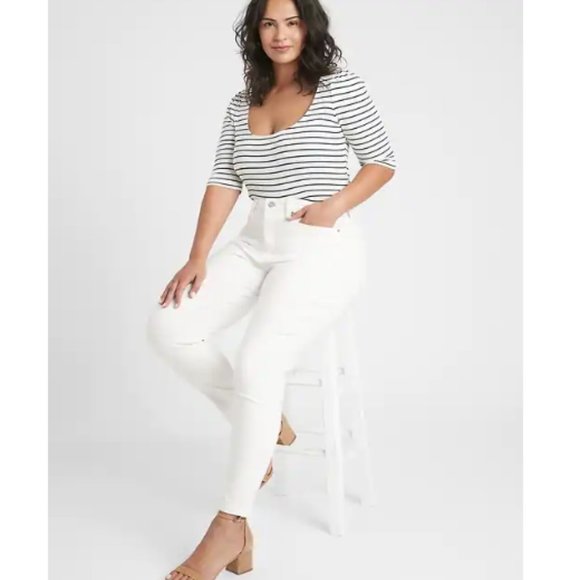 NWT BR Curvy Mid Rise Skinny Jeans 28 White F721 - Picture 3 of 3